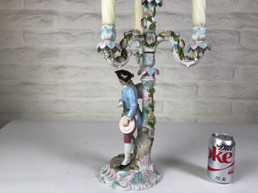 Large Figural Candelabra Of Blacksmith Man Note Repaired Damage In Photos [Photo 17]