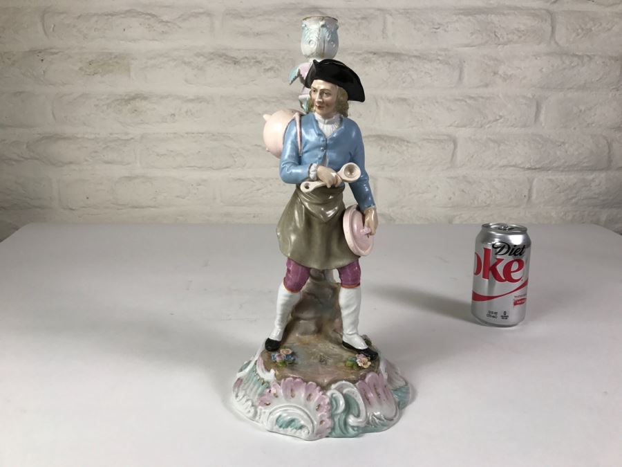 Large Figural Candelabra Of Blacksmith Man Note Repaired Damage In Photos [Photo 21]