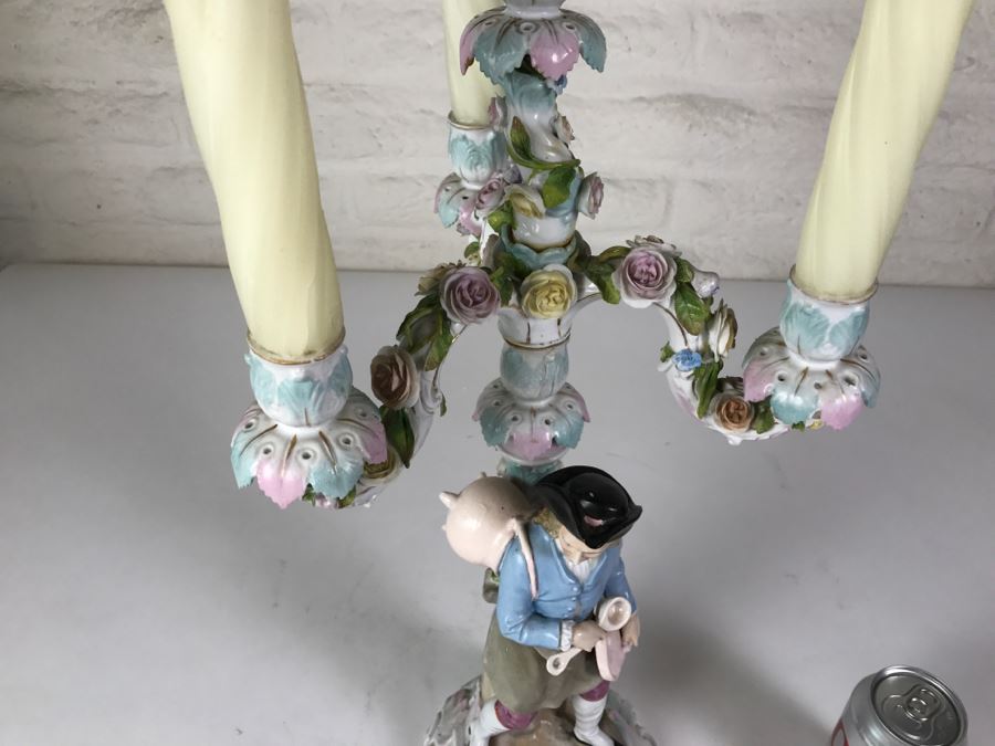 Large Figural Candelabra Of Blacksmith Man Note Repaired Damage In Photos [Photo 8]