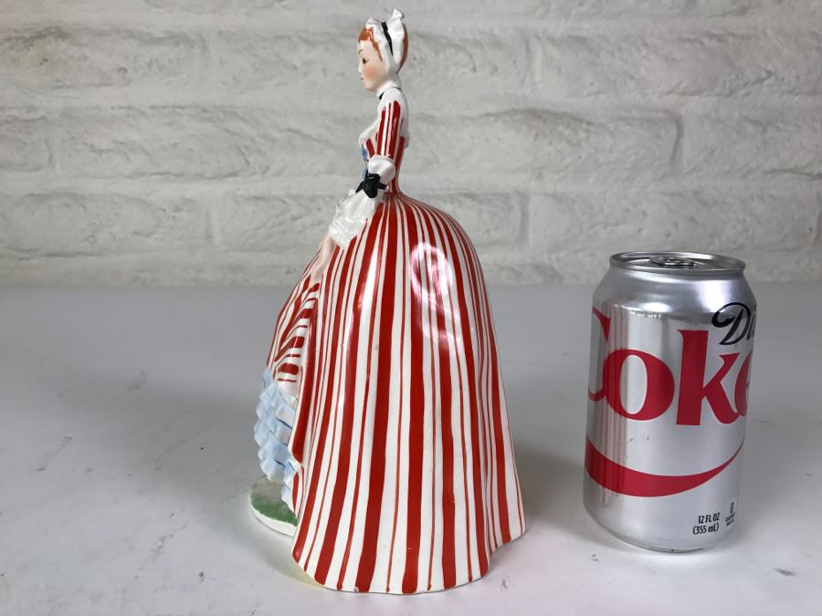 Austria Hand Painted Figurine Girl In Striped Dress Signed On Bottom 744 [Photo 7]