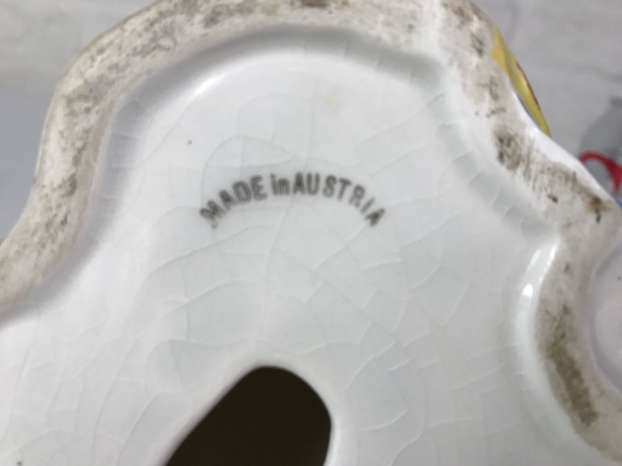 Austria Hand Painted Figurine Girl In Striped Dress Signed On Bottom 744 [Photo 4]