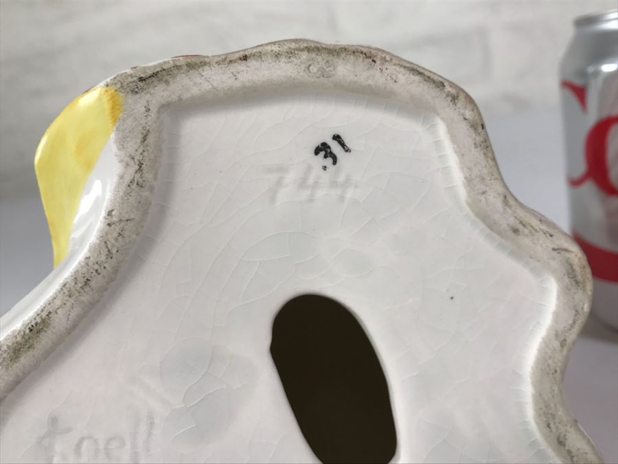 Austria Hand Painted Figurine Girl In Striped Dress Signed On Bottom 744 [Photo 12]