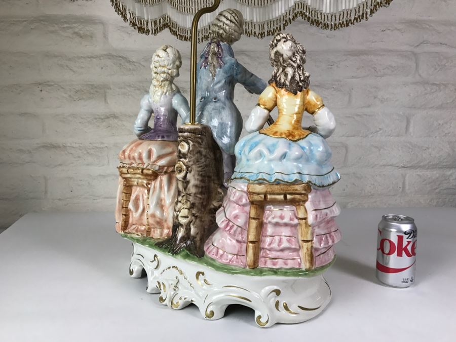 Large Hand Painted Capodimonte Italian Lamp With Shade [Photo 13]