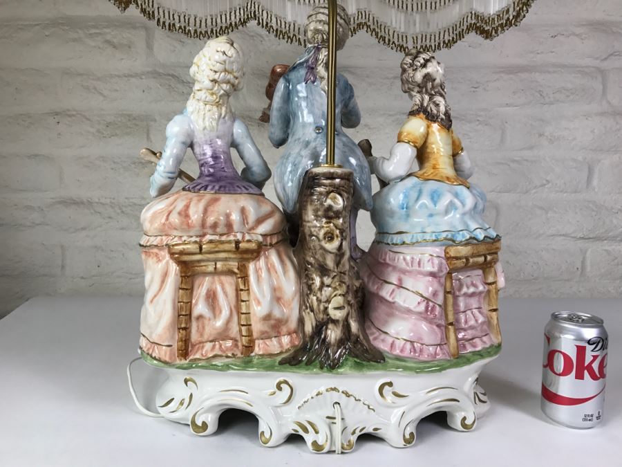Large Hand Painted Capodimonte Italian Lamp With Shade [Photo 14]