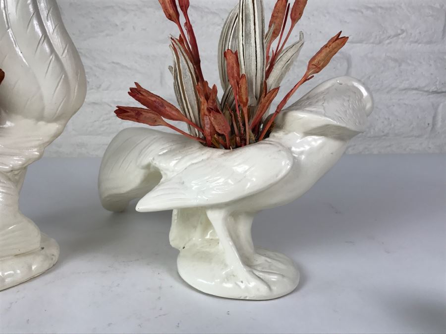 Pair Of White Bird Planters Vases [Photo 8]