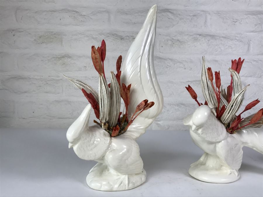 Pair Of White Bird Planters Vases [Photo 6]