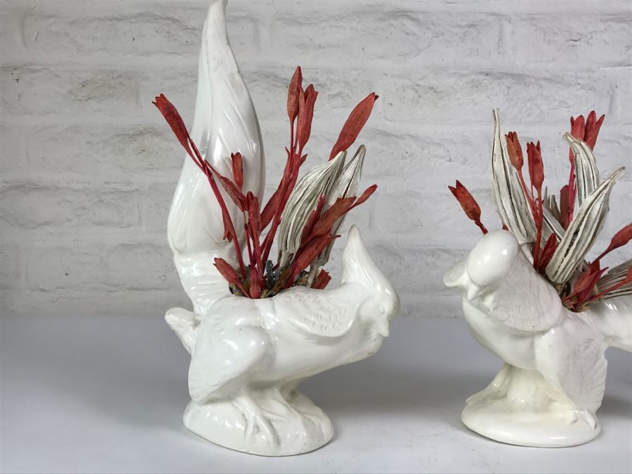 Pair Of White Bird Planters Vases [Photo 2]