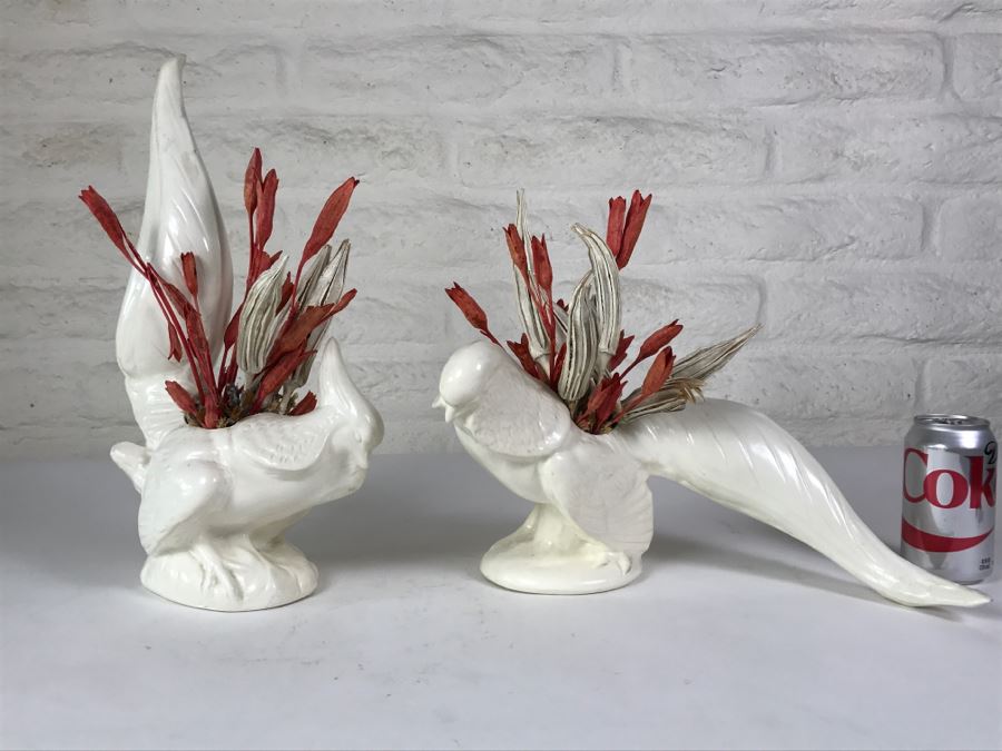 Pair Of White Bird Planters Vases [Photo 1]