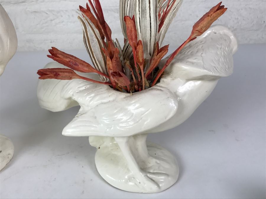 Pair Of White Bird Planters Vases [Photo 9]