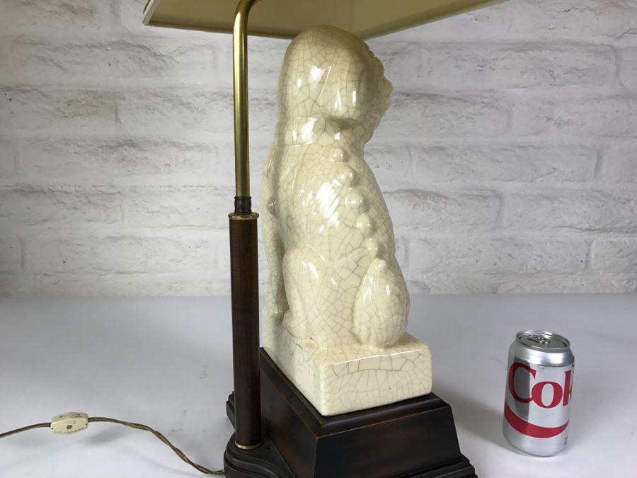 Vintage Foo Dog Lamp With Wooden Base [Photo 10]