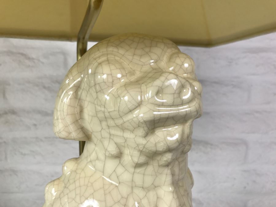 Vintage Foo Dog Lamp With Wooden Base [Photo 5]
