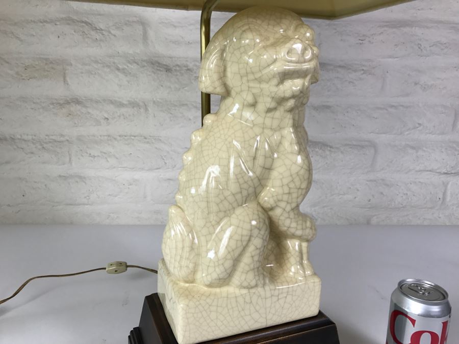 Vintage Foo Dog Lamp With Wooden Base [Photo 7]
