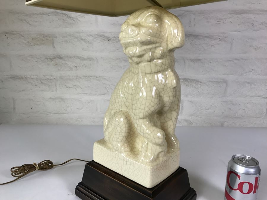 Vintage Foo Dog Lamp With Wooden Base [Photo 8]