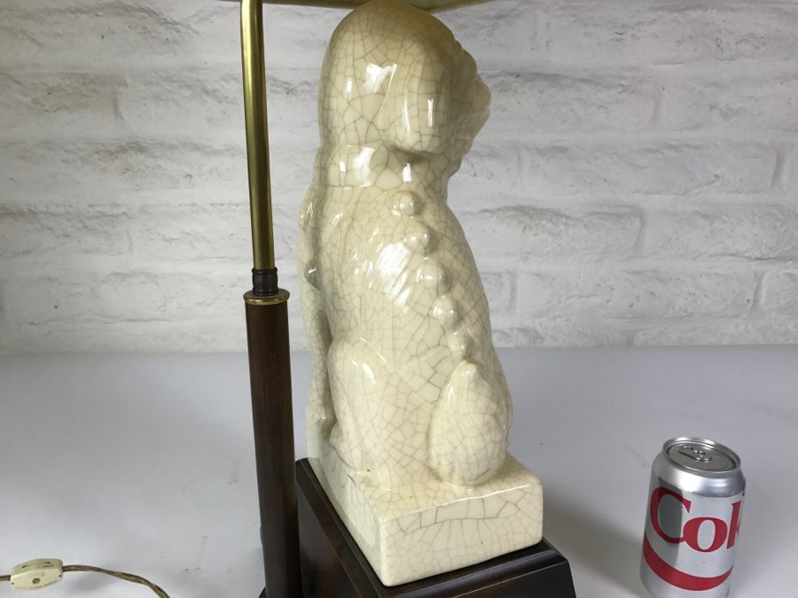 Vintage Foo Dog Lamp With Wooden Base [Photo 4]