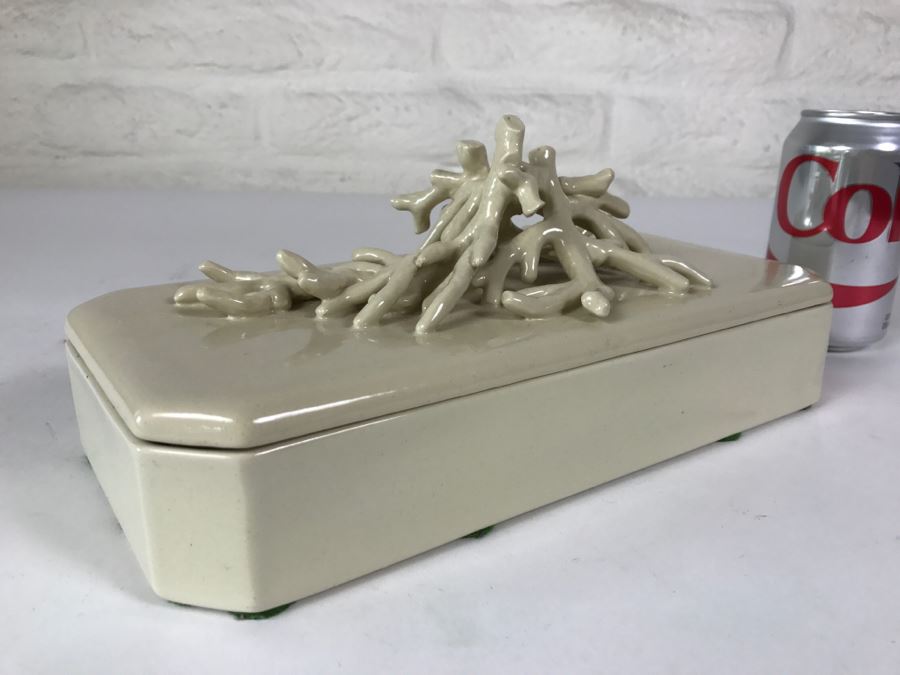 Covered Box With Coral Motif Handle Hand Made In Italy For Paul Hanson Co [Photo 5]