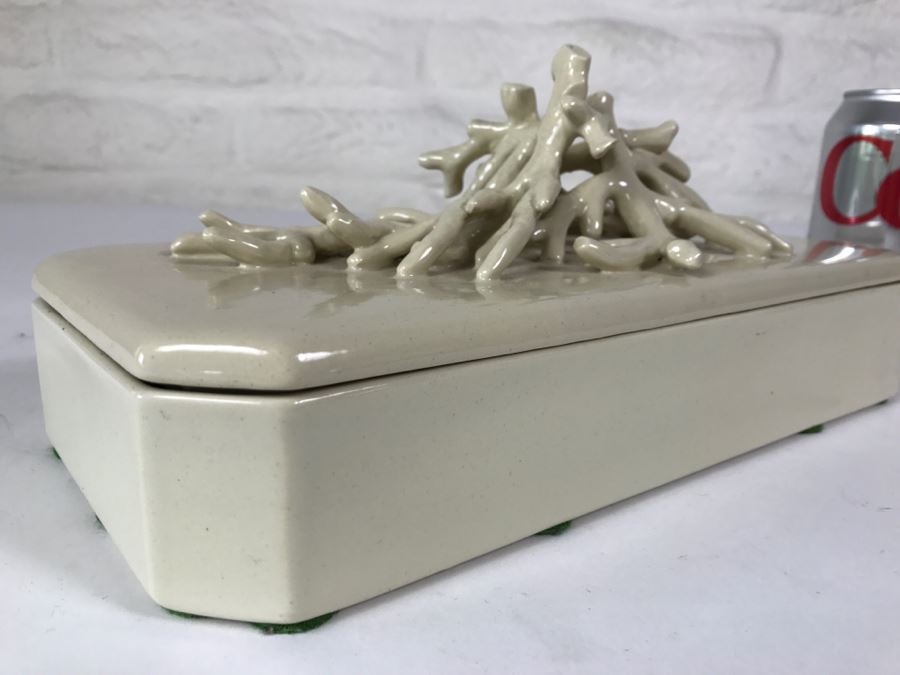 Covered Box With Coral Motif Handle Hand Made In Italy For Paul Hanson Co [Photo 8]