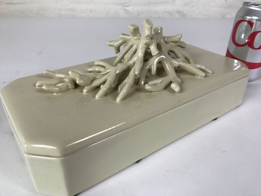 Covered Box With Coral Motif Handle Hand Made In Italy For Paul Hanson Co [Photo 6]