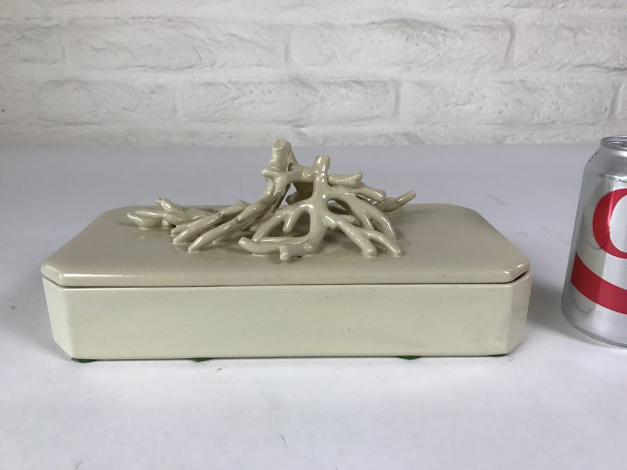 Covered Box With Coral Motif Handle Hand Made In Italy For Paul Hanson Co [Photo 1]