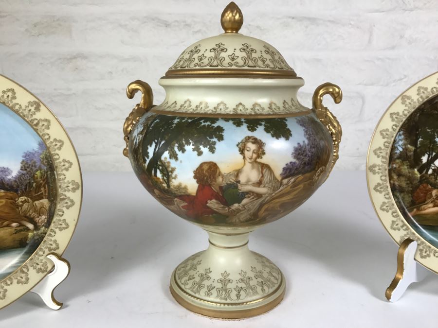 (2) Plates And Covered Footed Bowl Lenwile China Ardalt Japan [Photo 3]