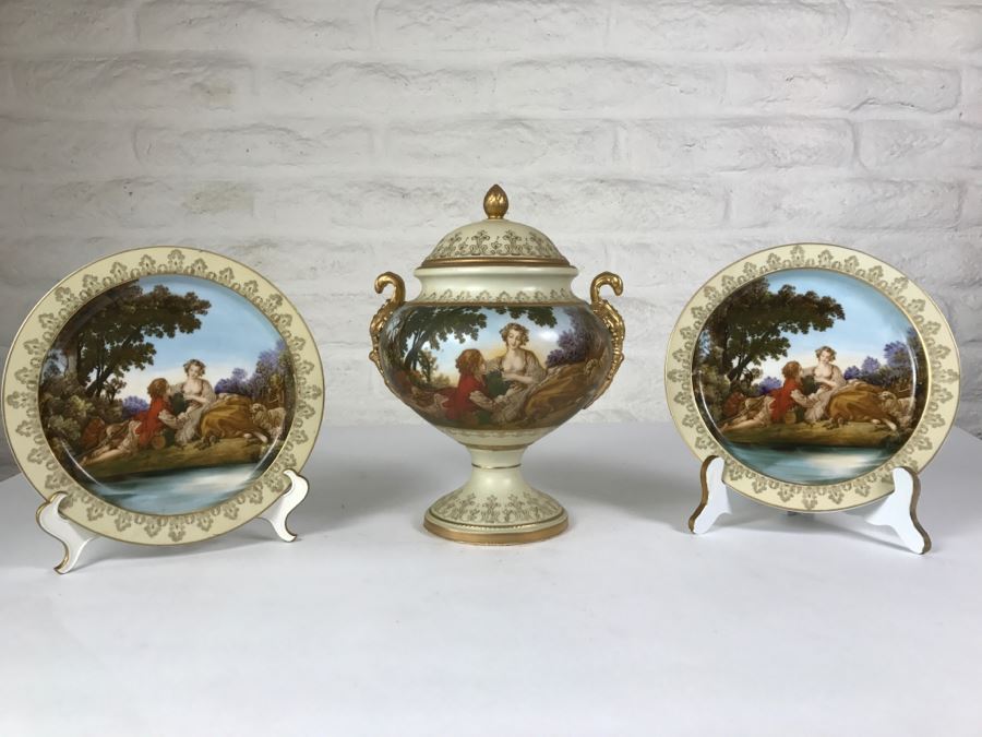 (2) Plates And Covered Footed Bowl Lenwile China Ardalt Japan [Photo 2]