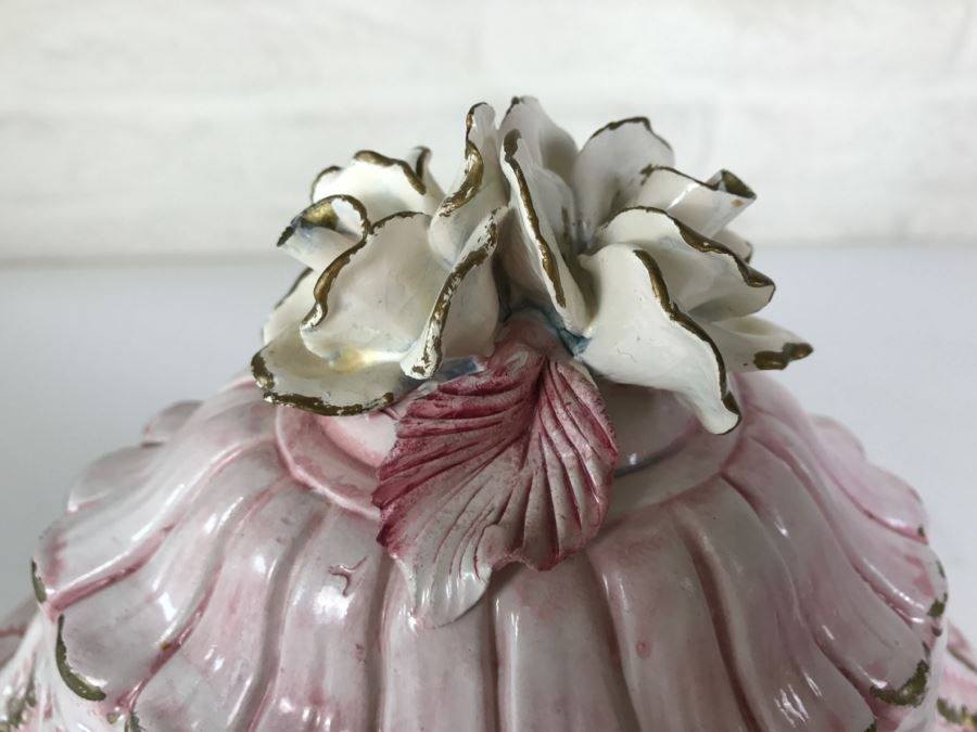 Gorgeous Vintage Capodimonte Soup Tureen With Platter Pink Shabby Chic [Photo 5]