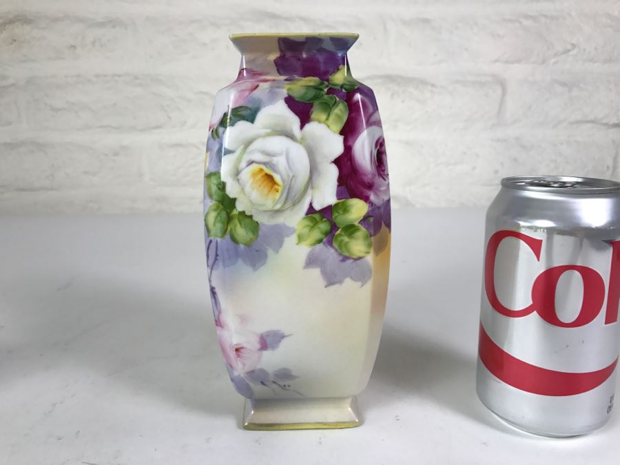 Gorgeously Hand Painted Floral NIPPON Vase Japan Signed On Bottom [Photo 1]