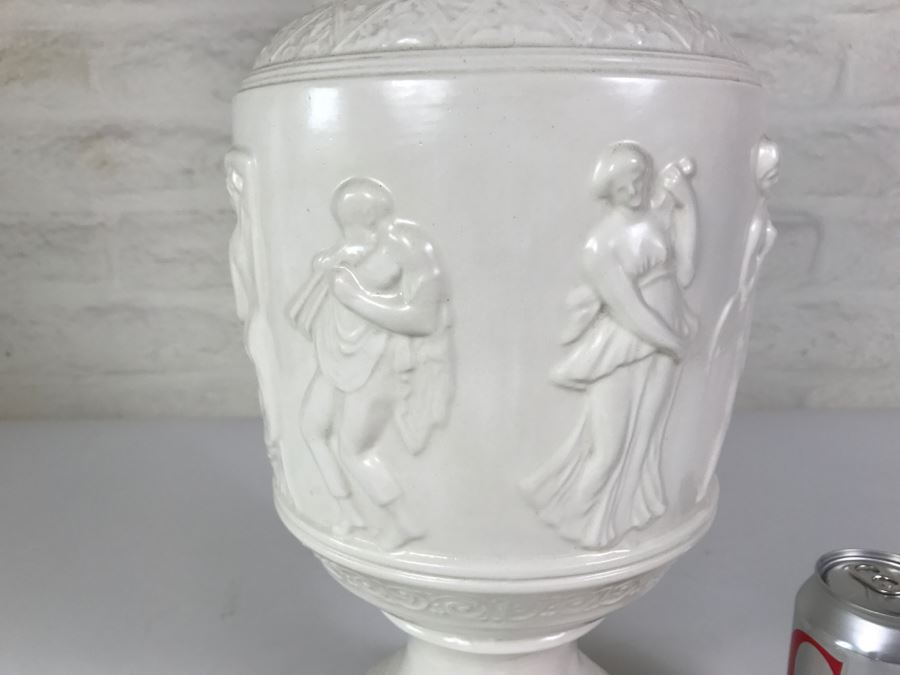 Large White Footed Vessel With Lid From 'The Pow Wow' Restaurant Tucumcari, NM Old Route 66 [Photo 7]