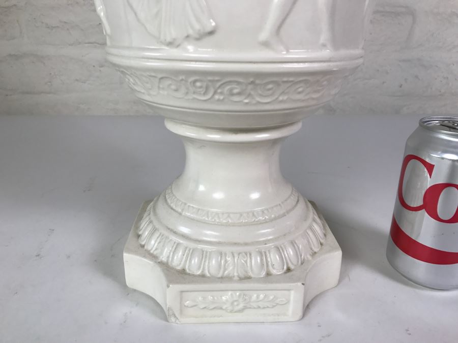 Large White Footed Vessel With Lid From 'The Pow Wow' Restaurant Tucumcari, NM Old Route 66 [Photo 5]