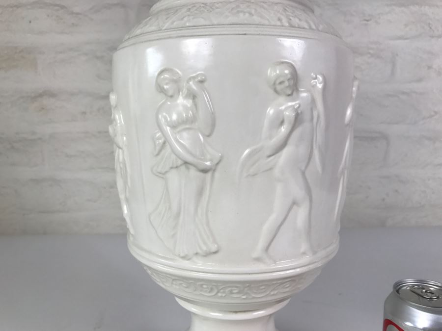 Large White Footed Vessel With Lid From 'The Pow Wow' Restaurant Tucumcari, NM Old Route 66 [Photo 4]