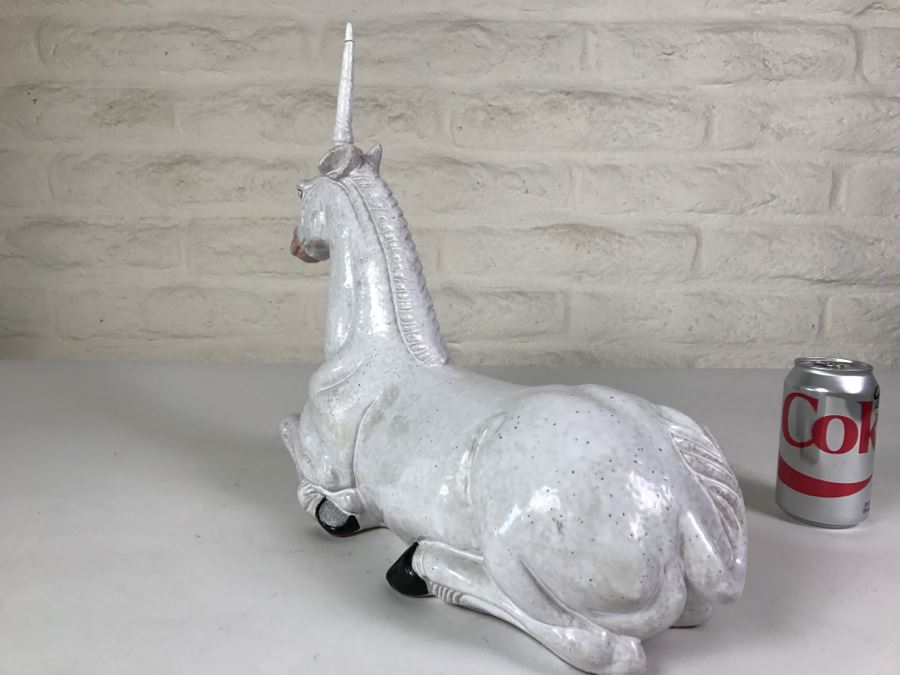 Stunning Large Vintage Porcelain Unicorn Horse Note Repair On Horn [Photo 11]