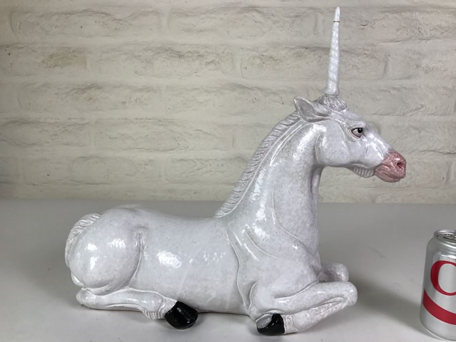 Stunning Large Vintage Porcelain Unicorn Horse Note Repair On Horn