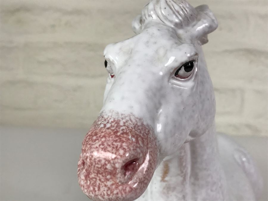Stunning Large Vintage Porcelain Unicorn Horse Note Repair On Horn [Photo 8]