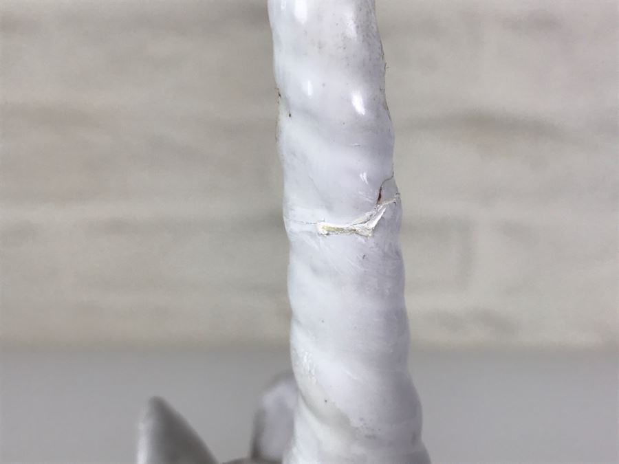 Stunning Large Vintage Porcelain Unicorn Horse Note Repair On Horn [Photo 6]