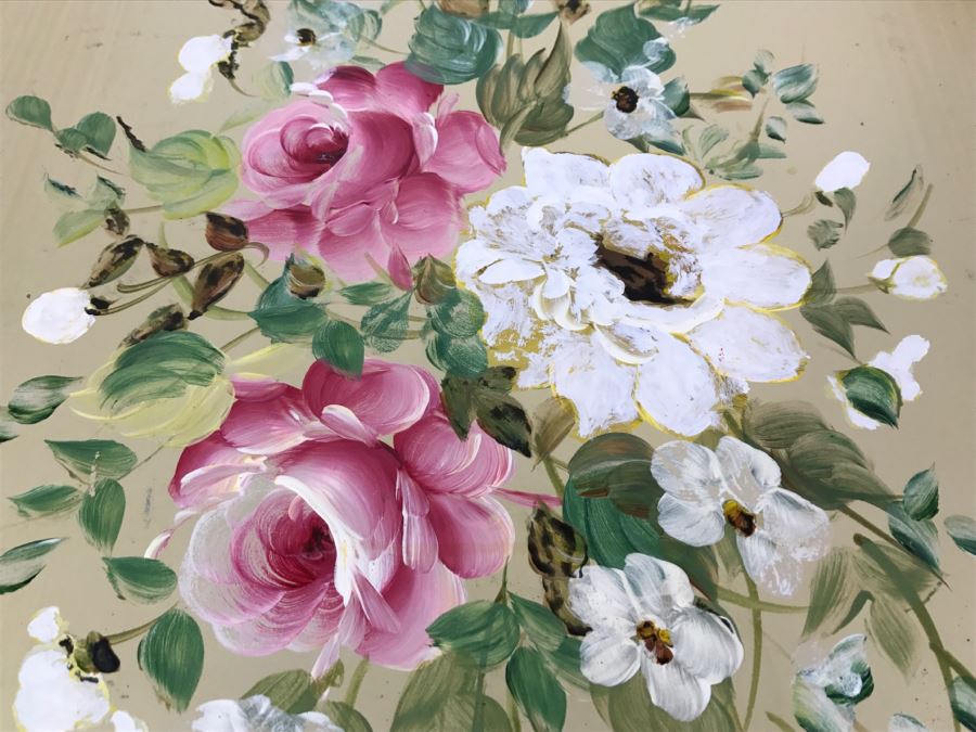 Large Hand Painted Nashco Floral Metal Serving Tray [Photo 7]