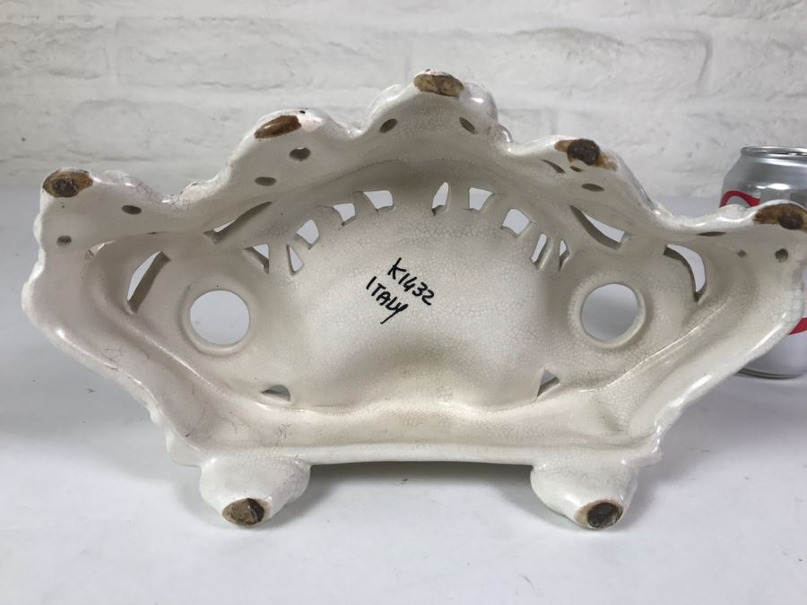 Vintage Hand Painted Porcelain Italian Inkwell Set Shabby Chic [Photo 12]