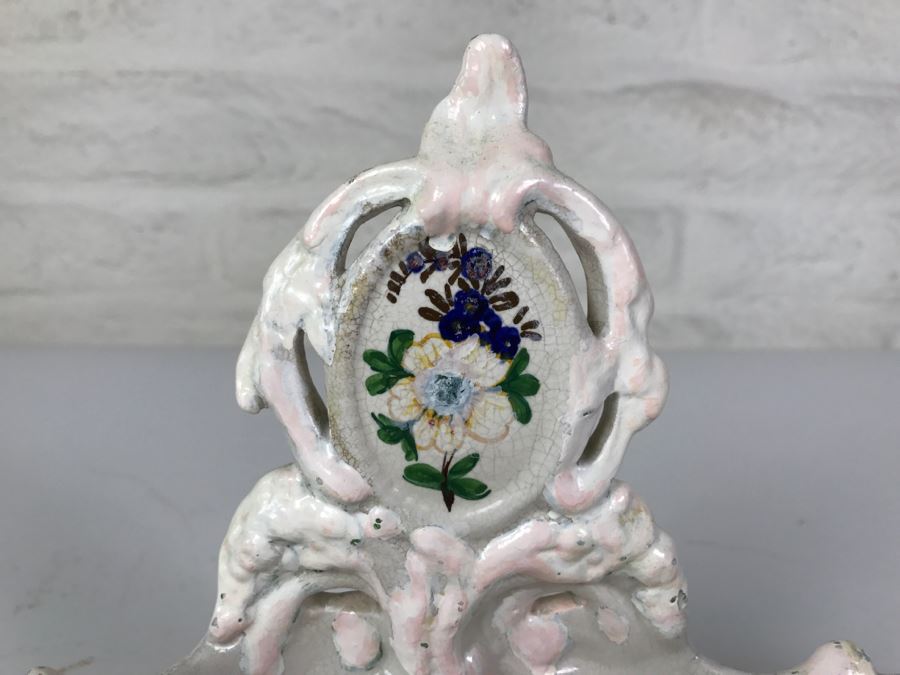 Vintage Hand Painted Porcelain Italian Inkwell Set Shabby Chic [Photo 3]