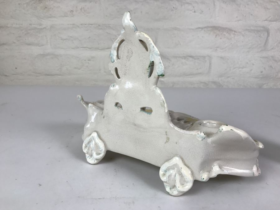 Vintage Hand Painted Porcelain Italian Inkwell Set Shabby Chic [Photo 9]