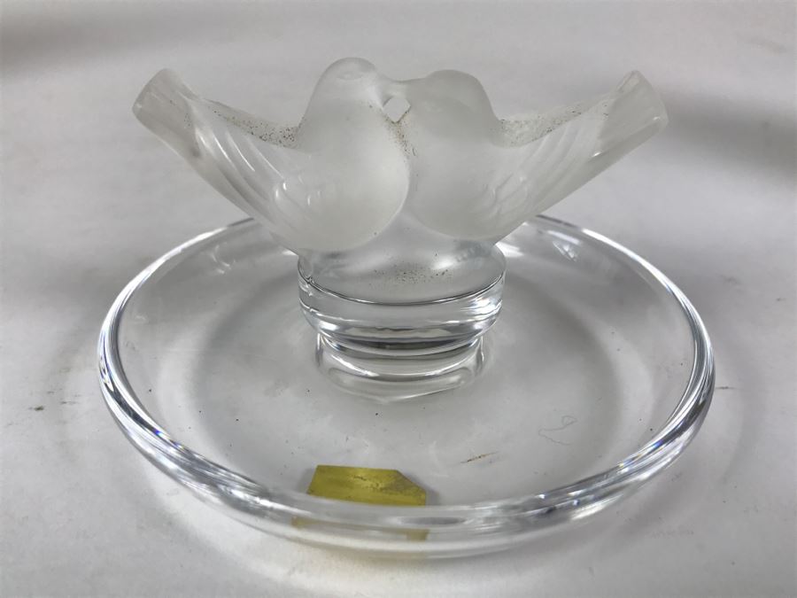 Lalique Lovebirds Pintray Signed With Box