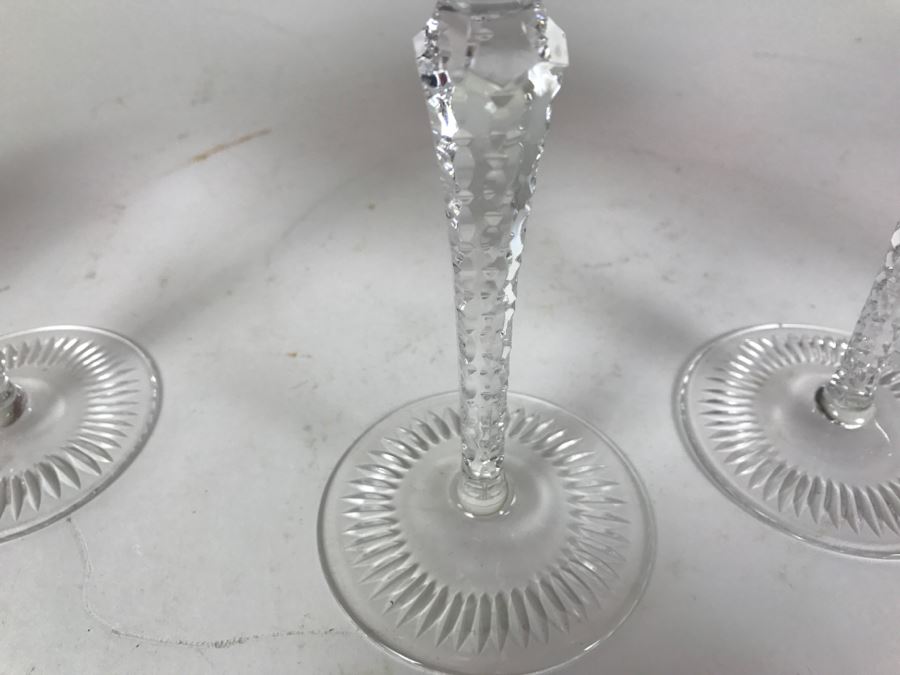 Set Of 4 Ruby Red Cut Crystal Glasses Stemware Signed [Photo 10]