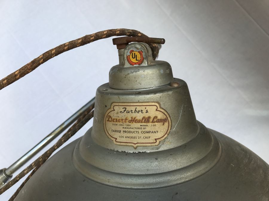 Vintage Farber's Desert Health Lamp Industrial Lamp Los Angeles, CA [Photo 12]