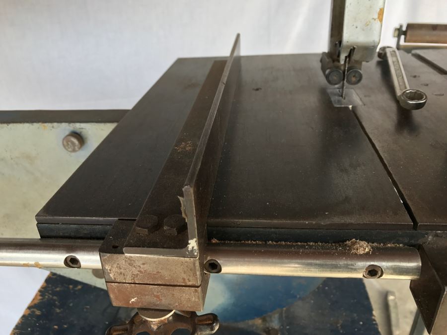 Custom Band Saw With Attachments And Two Adjustable Steel Roller Stands - Band Saw Cabinet Has Casters [Photo 6]