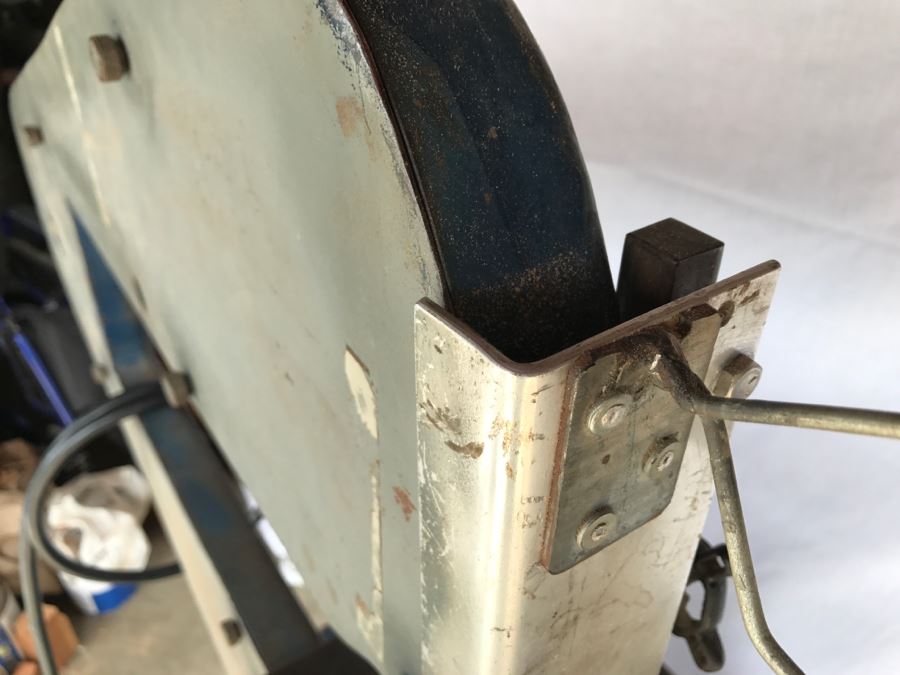 Custom Band Saw With Attachments And Two Adjustable Steel Roller Stands - Band Saw Cabinet Has Casters [Photo 9]