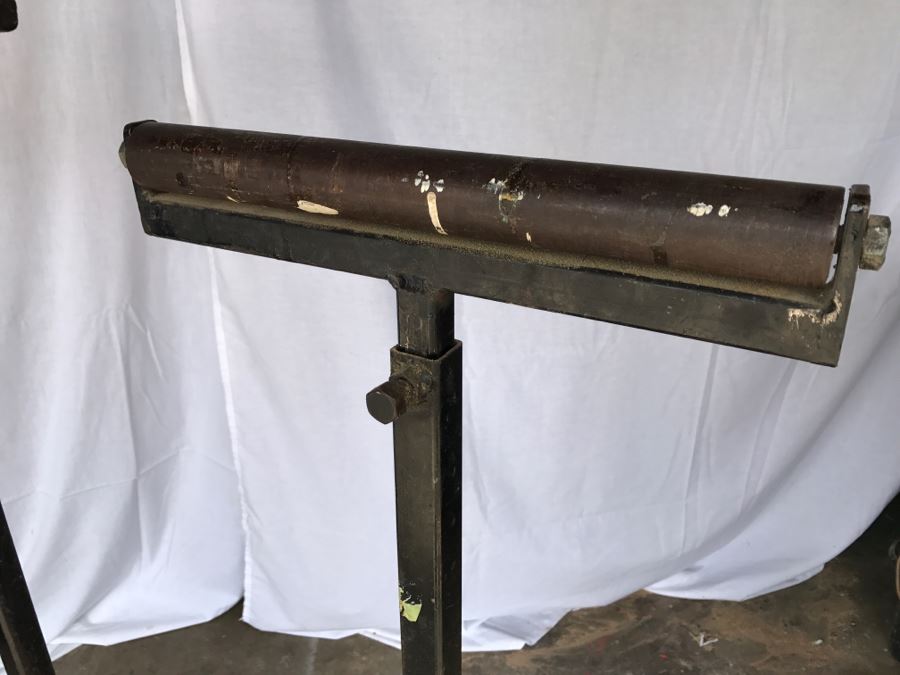 Custom Band Saw With Attachments And Two Adjustable Steel Roller Stands - Band Saw Cabinet Has Casters [Photo 21]