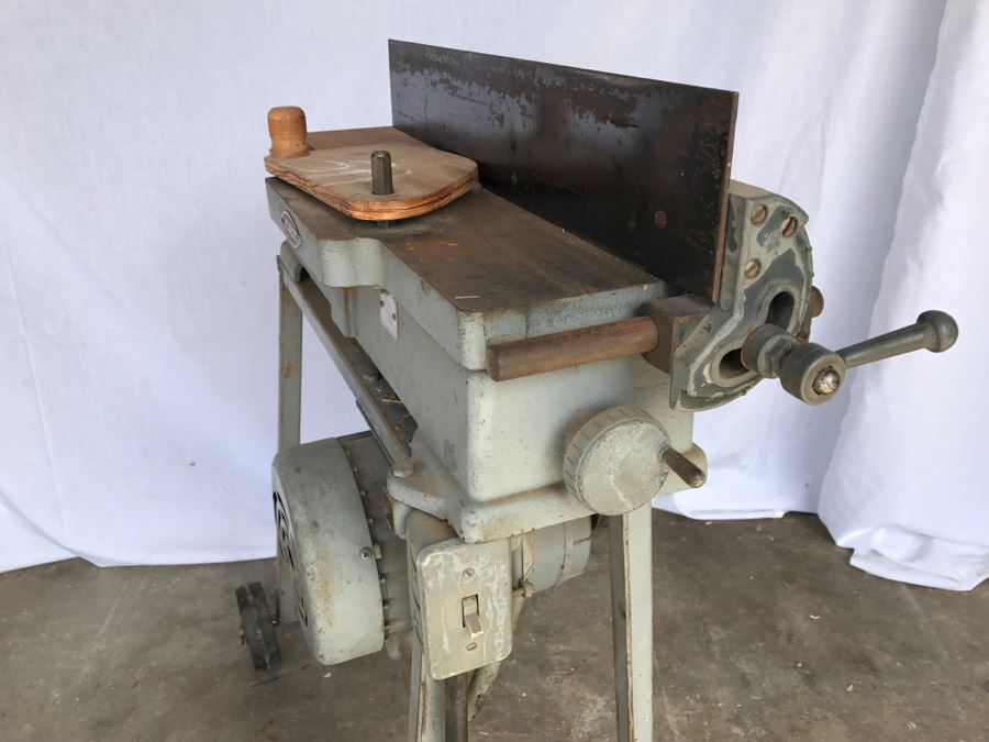 Vintage Mid-Century Craftsman SEARS 4' Jointer Woodworking Tool On Steel Stand With Casters Model Number 103.23220 [Photo 6]