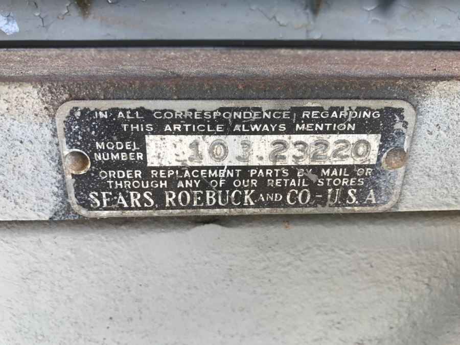 Vintage Mid-Century Craftsman SEARS 4' Jointer Woodworking Tool On Steel Stand With Casters Model Number 103.23220 [Photo 3]