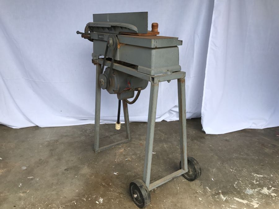 Vintage Mid-Century Craftsman SEARS 4' Jointer Woodworking Tool On Steel Stand With Casters Model Number 103.23220 [Photo 9]