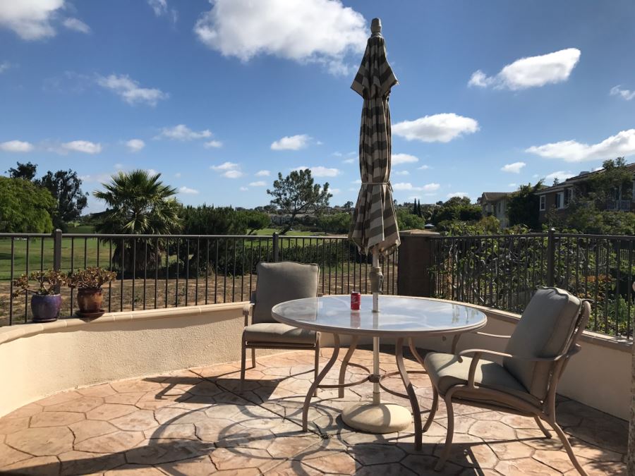 Aluminum Outdoor Patio Set With Round Table With Umbrella And Two Chairs By Mallin Furniture Co [Photo 3]