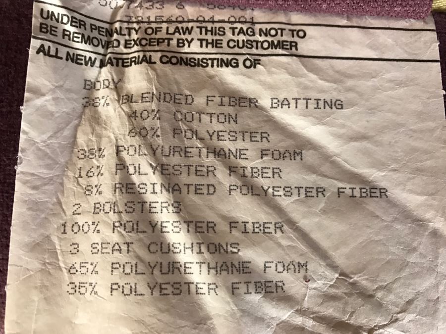 Nice ETHAN ALLEN Light Purple Sofa Couch With 3 Throw Pillows [Photo 6]