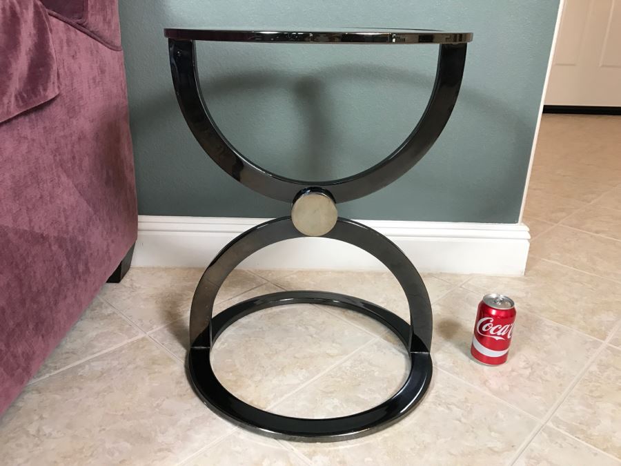 Modern Metal And Glass Circular Side Table [Photo 7]