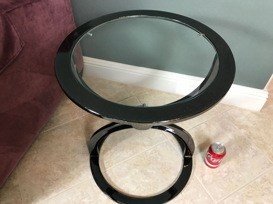 Modern Metal And Glass Circular Side Table [Photo 4]